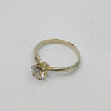 Sterling Silver Paste Solitaire Engagement Band Ring Vintage c1970 Size R