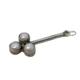Sterling Silver Pearl Set Floral Drop Charm Pendant Vintage c1970