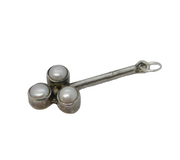 Sterling Silver Pearl Set Floral Drop Charm Pendant Vintage c1970