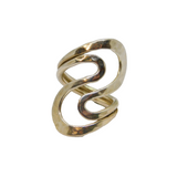 Sterling Silver Chunky Planished Swirly Statement Ring Modern c2000 Size L