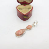 Sterling Silver Agate Teardrop Charm Pendant Vintage c1970