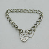 Sterling Silver Curb Link Chain Charm Bracelet Vintage c1970s