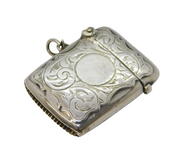 Sterling Silver Floral Pattern Vesta Case Antique 1928 Birmingham