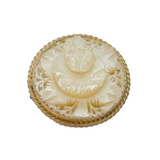 Chinese Sterling Silver Carved Mother Of Pearl Floral Brooch Pin Antique c1930