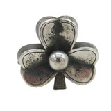Victorian Sterling Silver Lucky Shamrock Brooch Pin Antique c1880s