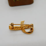 Gold on Sterling Silver & Paste Set Knot Form Brooch Pin Vintage c1990