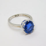 Sterling Silver Kyanite Oval Solitaire Dress Ring Vintage c1970 Size N 1/2
