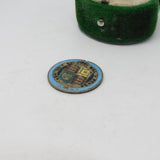 Queen Victoria Sterling Silver Gilt & Blue Enamel Sixpence Coin Antique 1887