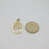 Sterling Silver Oval Tree Of Life & Heart Charm Pendant Contemporary c1990s