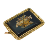 19th Century Yellow Metal Micro Mosaic Doves of Pliny Pendant AF Antique c1860