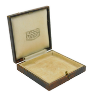 Victorian Tooled Brown Leather Square Jewellery Box, Ipswich Antique c1900s