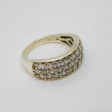 Sterling Silver Triple Row Paste Graduating Band Ring Vintage c1970 Size P 1/2