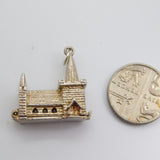 Sterling Silver Church on Wedding Day Charm Pendant Vintage c1970
