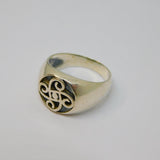Sterling Silver Patterned Intaglio Signet Dress Ring Vintage c1970 Size T