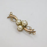 Sterling Silver Triple Pearl Ribbon Form Bar Brooch Pin Vintage c1970