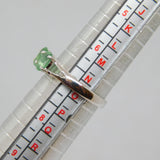 Sterling Silver 3 Oval Stone Green Sapphire Dress Ring Vintage c1970 Size N 1/2