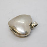 Sterling Silver Textured Pattern Heart Locket Charm Pendant Vintage c1970s