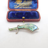 New Zealand Sterling Silver & Abalone Sword Brooch Antique c1930 Art Deco