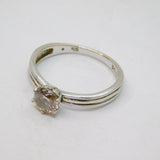 Sterling Silver CZ Solitaire Engagement Band Ring Vintage c1970 Size Q