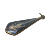 Sterling Silver Niello Enamel Drop Charm Pendant Vintage c1970