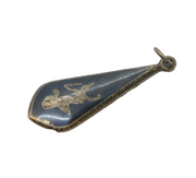 Sterling Silver Niello Enamel Drop Charm Pendant Vintage c1970