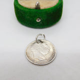 Sterling Silver King George III Sixpence Charm Pendant Antique 1819
