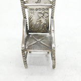 Victorian Sterling Silver Miniature Dolls House Chair Ornament Antique Sheffield