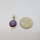 Sterling Silver Cabochon Star Ruby Oval Drop Charm Pendant Vintage c1970