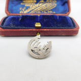 Victorian Sterling Silver Monogram Initial Style Brooch in Horseshoe Antique