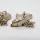 Pair of Sterling Silver Dolphin Form Gents Cufflinks Vintage c1970s