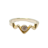 Sterling Silver CZ Zigzag Front Dress Band Ring Vintage c1990 Size L