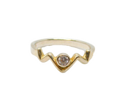 Sterling Silver CZ Zigzag Front Dress Band Ring Vintage c1990 Size L