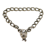 Sterling Silver Curb Link Charm Bracelet Heart Lock Vintage 1975 Birmingham