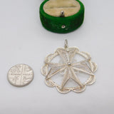 Sterling Silver Filigree Maltese Drop Charm Pendant Vintage c1970