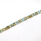 Egyptian Revival Silver Plated Enamel Ancient Vista Panel Bracelet Antique c1940