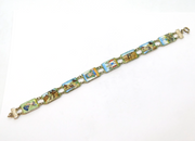 Egyptian Revival Silver Plated Enamel Ancient Vista Panel Bracelet Antique c1940