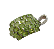 Sterling Silver & Natural Green Peridot Pendant Vintage c1990s