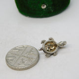 Sterling Silver Paste Set Turtle Charm Pendant Vintage c1970
