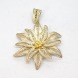 Sterling Silver Filigree Pattern Textured Flower Charm Pendant Vintage c1970