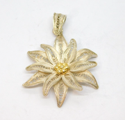 Sterling Silver Filigree Pattern Textured Flower Charm Pendant Vintage c1970
