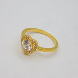 Sterling Silver Gilt CZ Set Heart Dress Ring Contemporary c2000 Size M