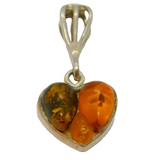 Sterling Silver Mixed Free Set Baltic Amber Heart Charm Pendant Vintage c1970