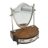 Edwardian Sterling Silver & Wooden Jewellery Box & Mirror Antique 1905
