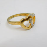 Sterling Silver & Gilt Paste Set Entwined Hearts Dress Ring Vintage c1970 Size N
