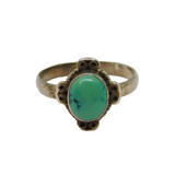 Sterling Silver Cabochon Turquoise Studio Band Ring Vintage c1970 Size P 1/2