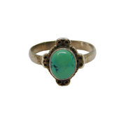 Sterling Silver Cabochon Turquoise Studio Band Ring Vintage c1970 Size P 1/2