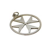 Sterling Silver Round Cut Out Maltese Cross Pendant Vintage c1970