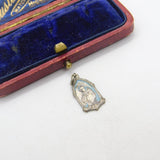 Sterling Silver French Catholic Coloured Charm Pendant Vintage c1970