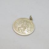 Sterling Silver Round St Christopher Travel Charm Pendant Vintage c1970