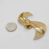 Norwegian Elvik & Co Sterling Silver Gilt White Enamel Spray Brooch Vintage